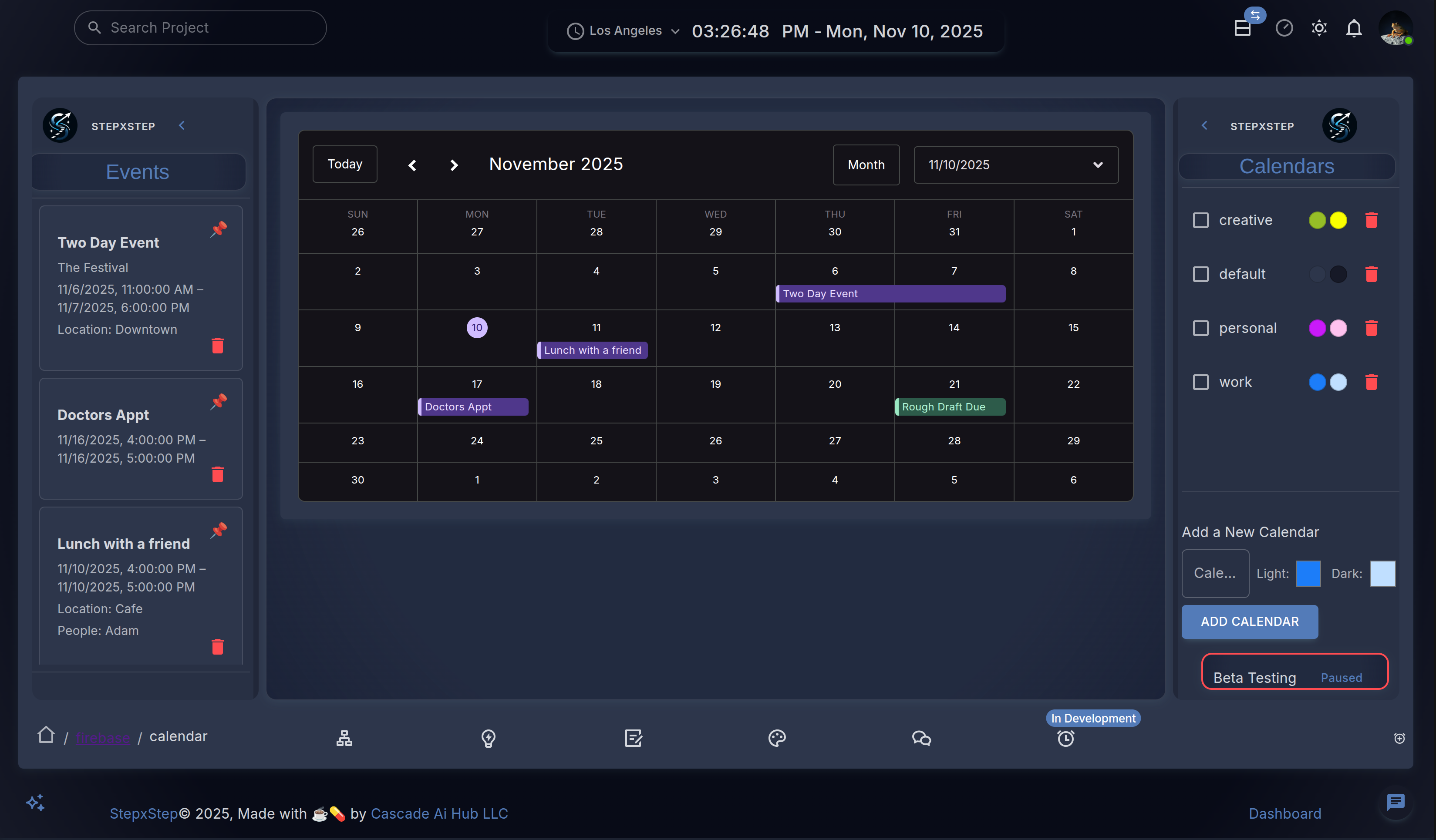 Screenshot of StepxStep Dashboard